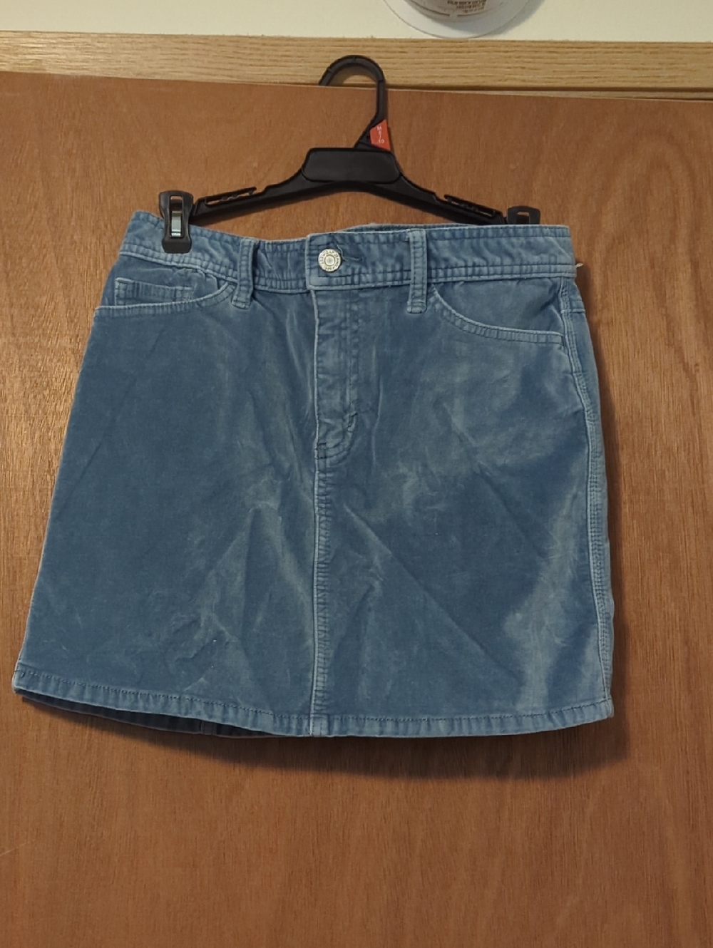 Casual Blue Mini Skirt with Front Button
